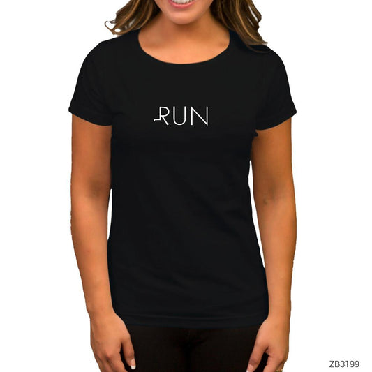 Run Siyah Kadın Tişört