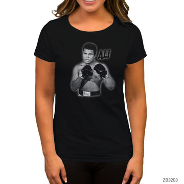 Muhammed Ali Poster Siyah Kadın Tişört