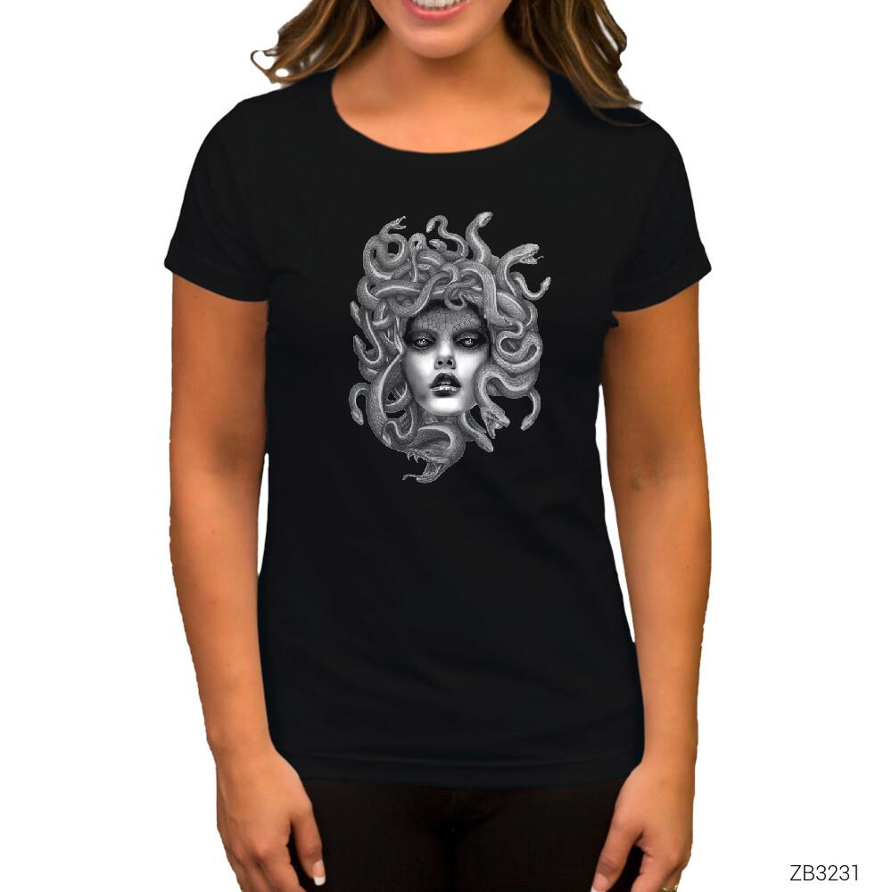 Medusa Siyah Kadın Tişört