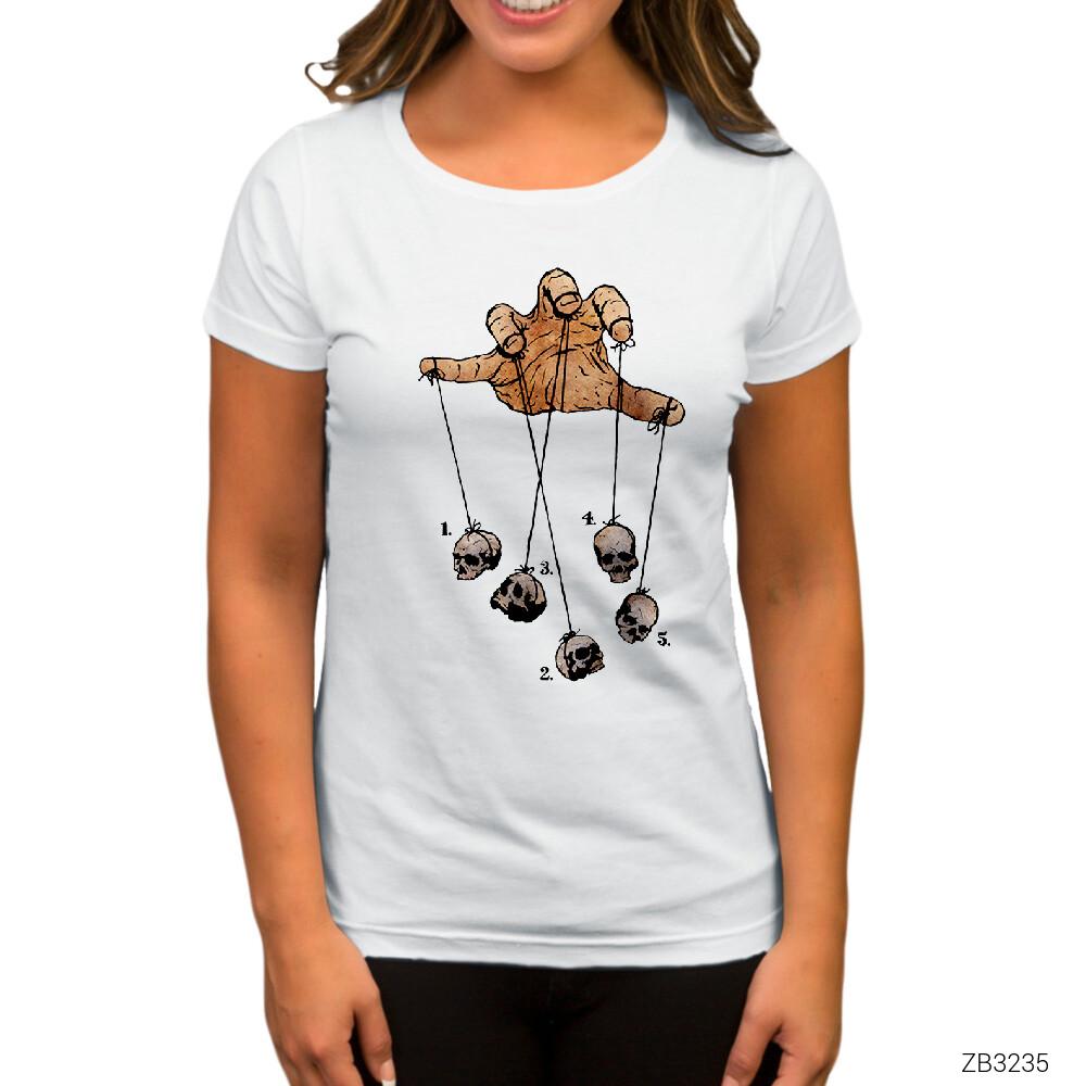 Puppet Skull Beyaz Kadın Tişört