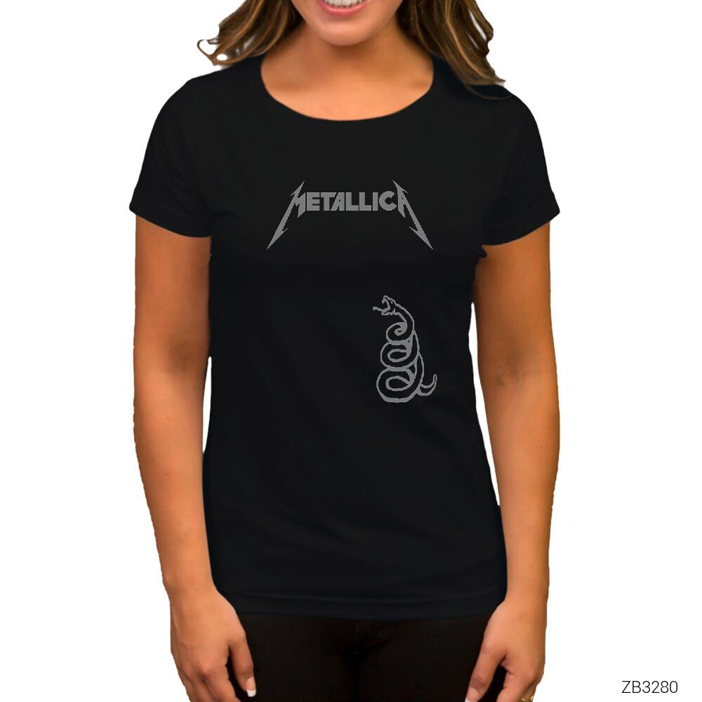 Metallica Snake Siyah Kadın Tişört