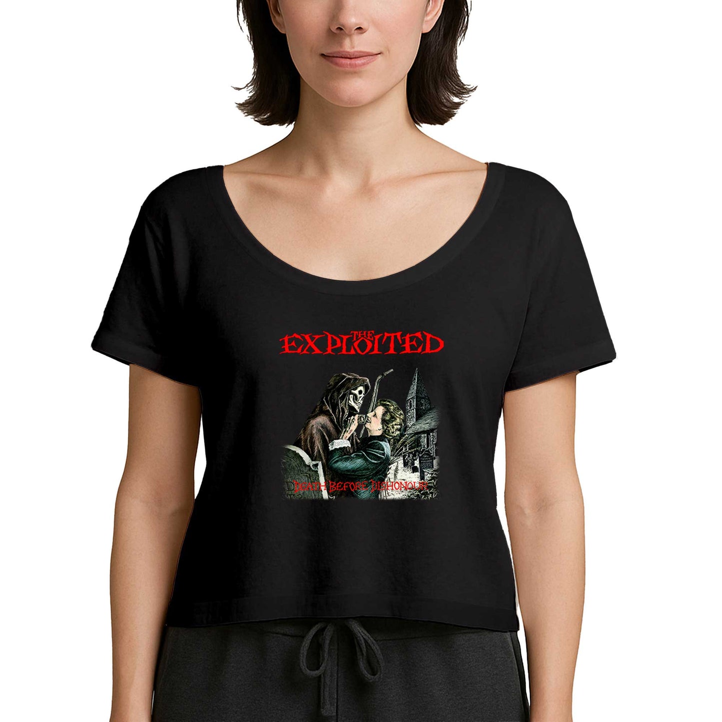 The Exploited Death Before Dishonour Siyah Kadın Tişört