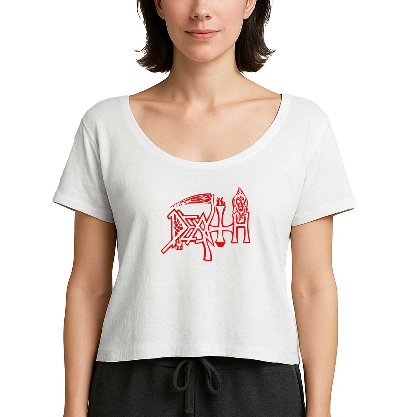 Death Logo Beyaz Kadın Tişört