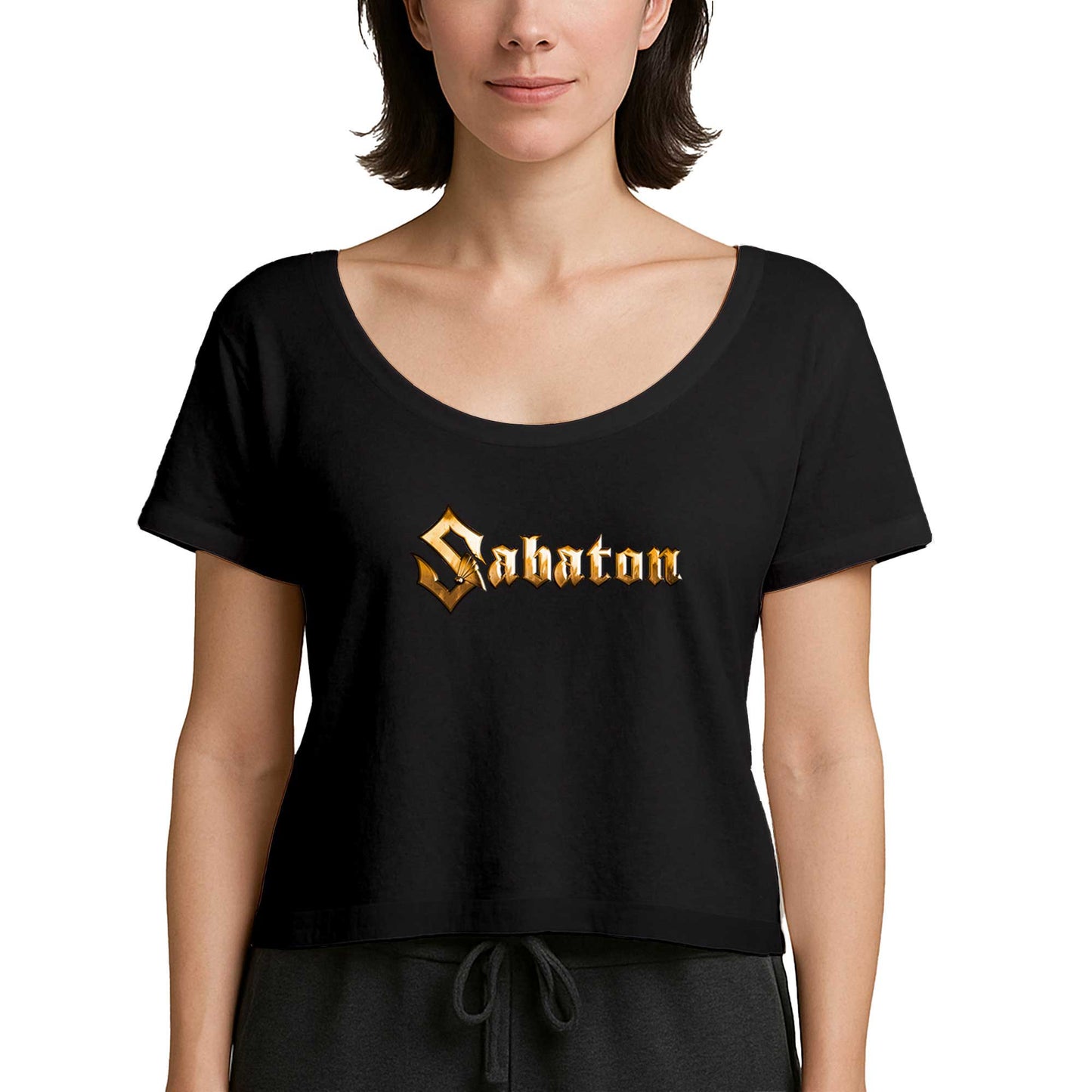 Sabaton Logo Gold Siyah Kadın Tişört