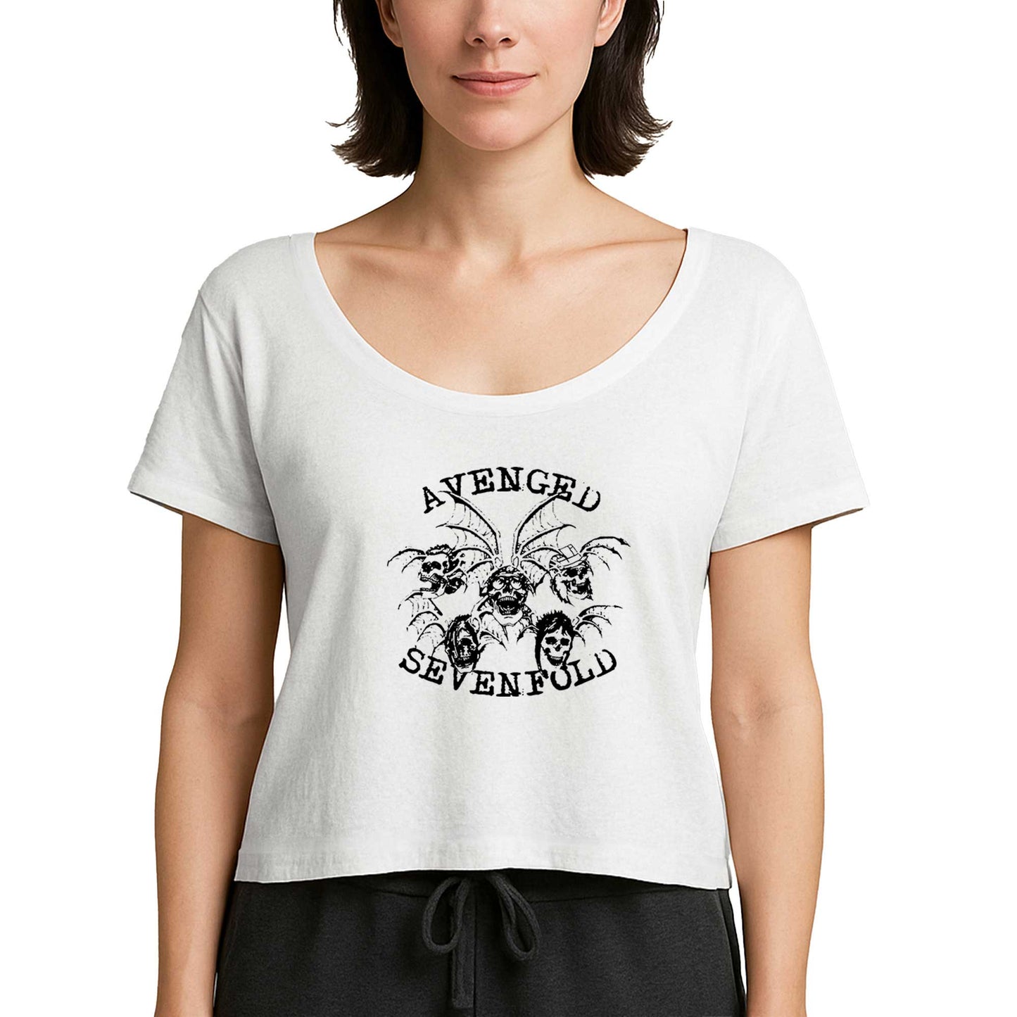 Avenged Sevenfold Smile Skulls Beyaz Kadın Tişört