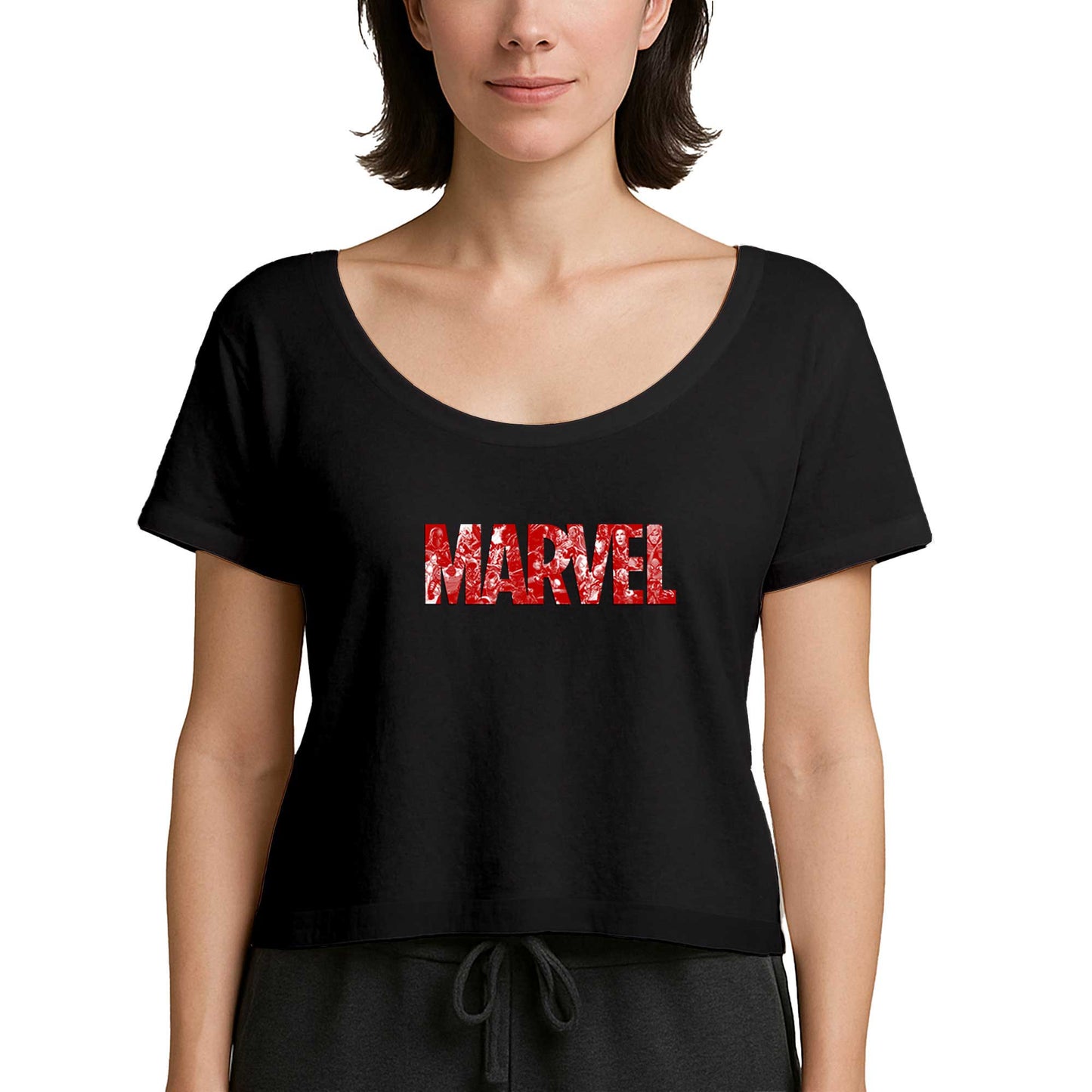 Marvel Heroes in Post 3 Siyah Kadın Tişört