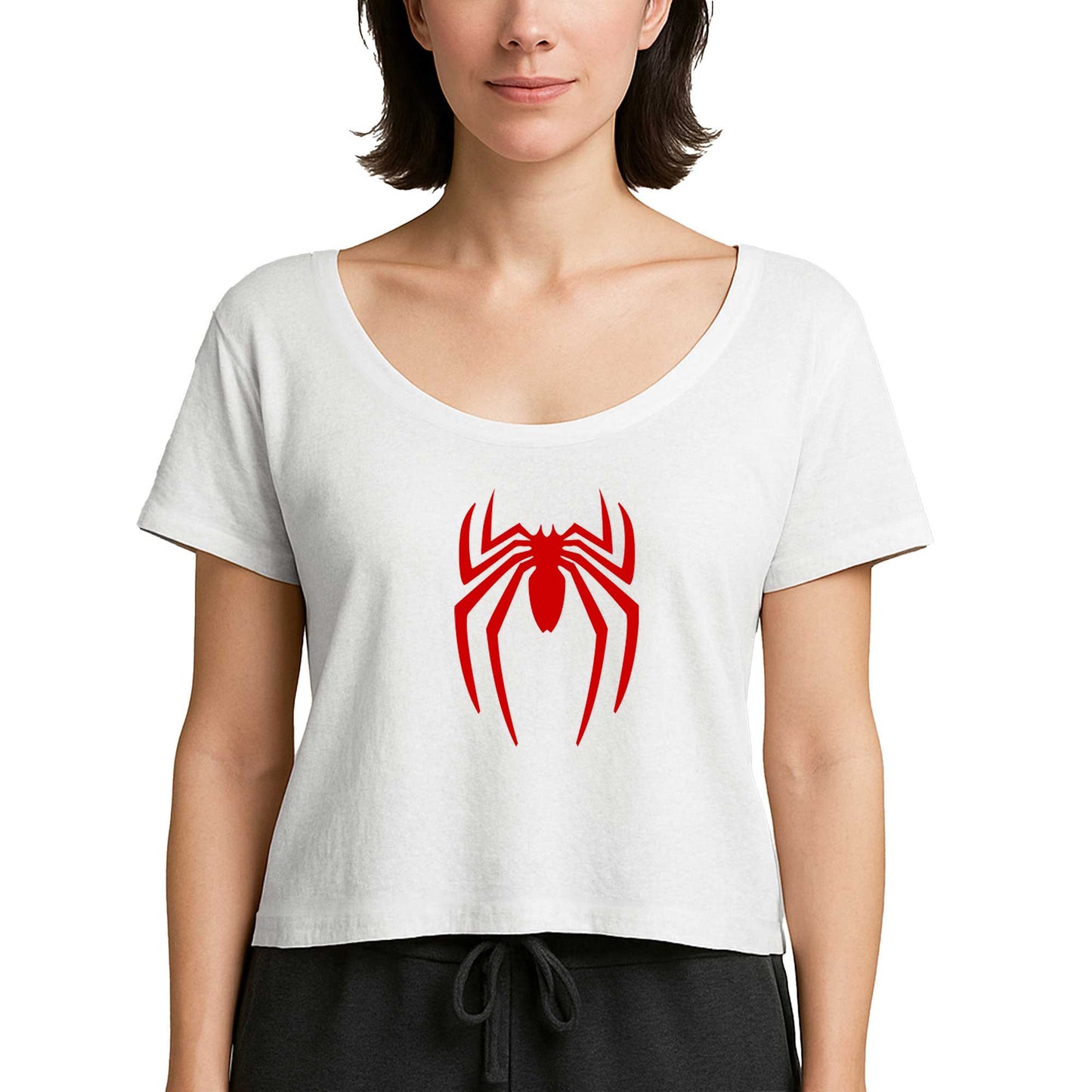 Spiderman Logo Beyaz Kadın Tişört