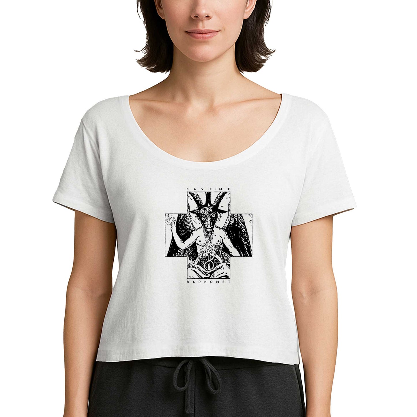 Baphomet Save Me Beyaz Kadın Tişört