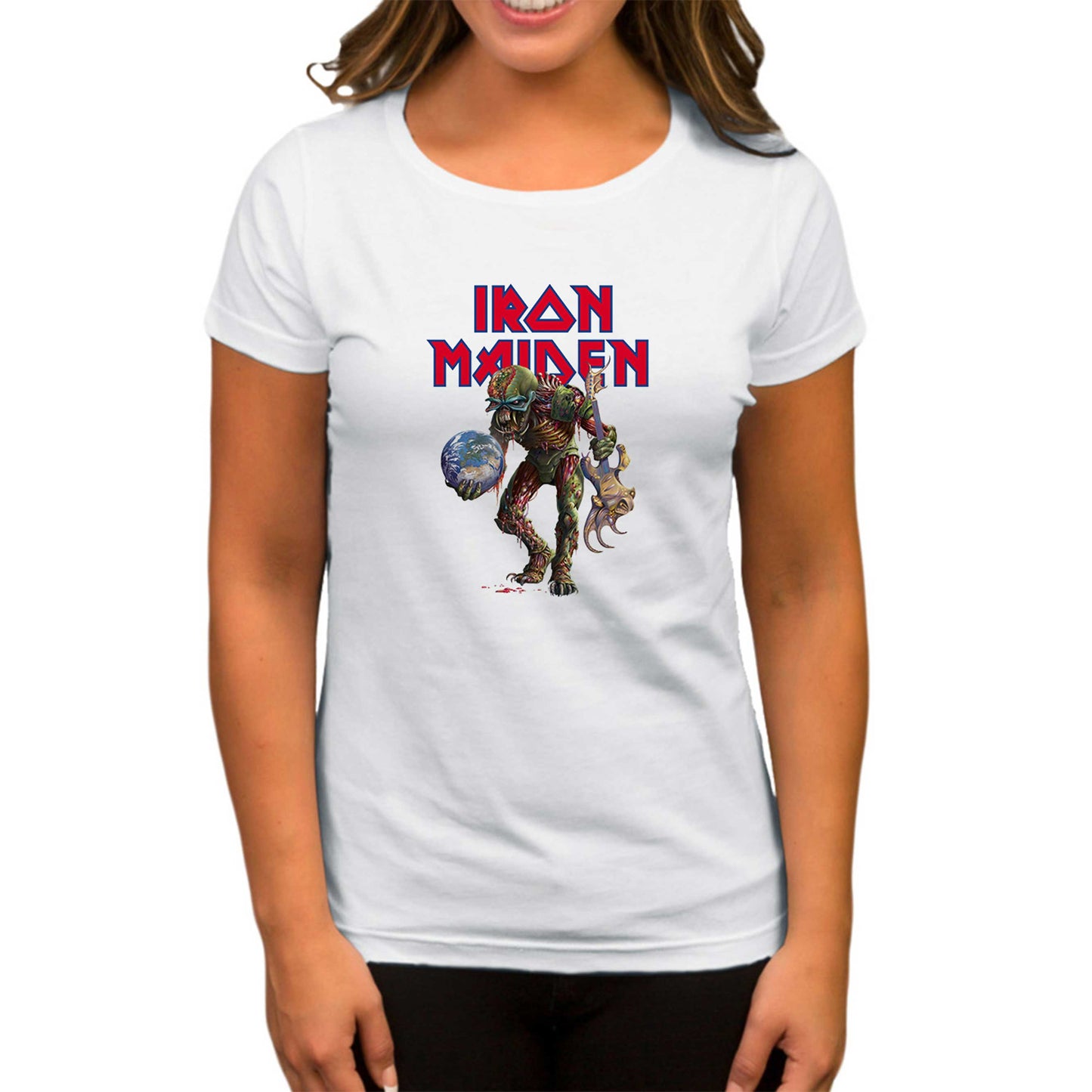 Iron Maiden Monster Guitarist Beyaz Kadın Tişört