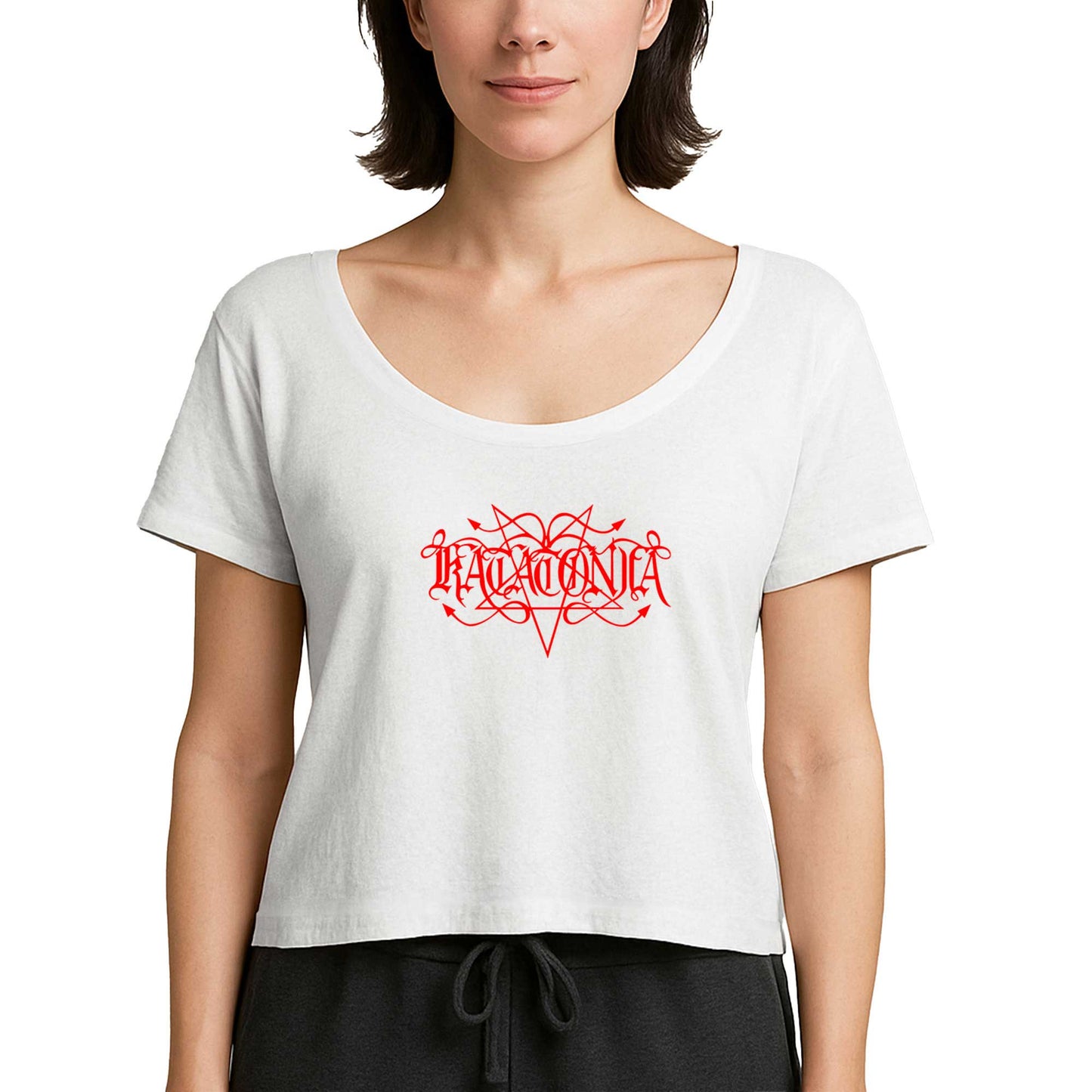 Katatonia Logo Red Beyaz Kadın Tişört