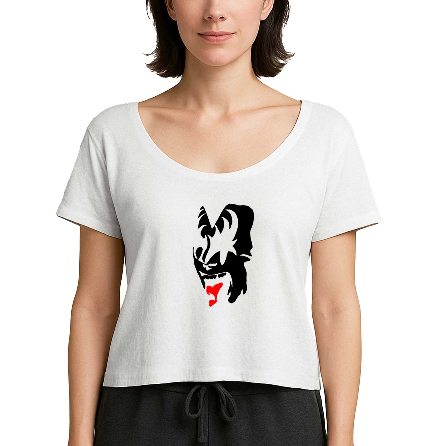 Kiss Face Beyaz Kadın Tişört