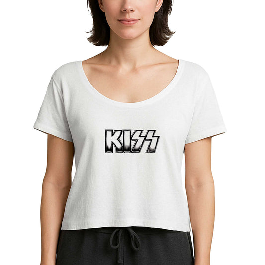 Kiss Metalic Logo Beyaz Kadın Tişört