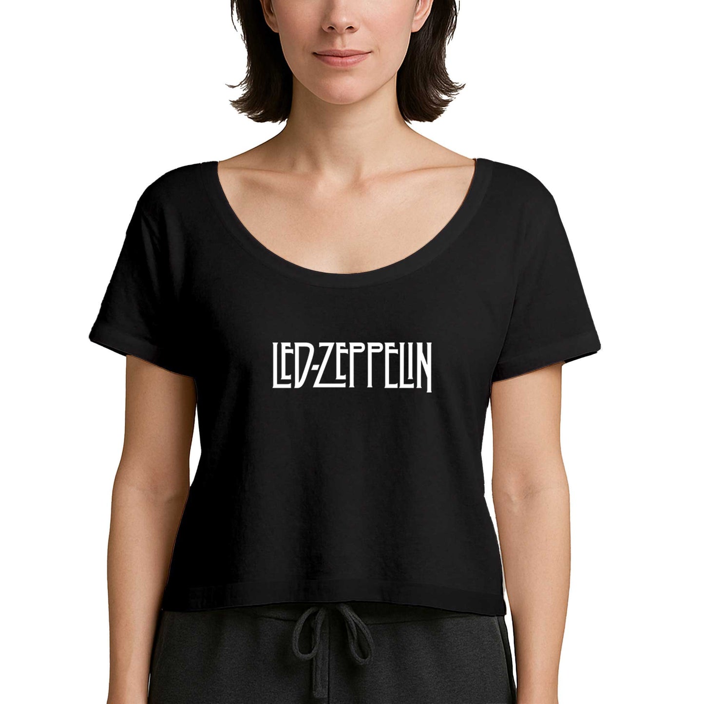 Led Zeppelin Logo Siyah Kadın Tişört