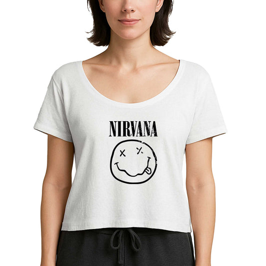 Nirvana Smiley Face Beyaz Kadın Tişört