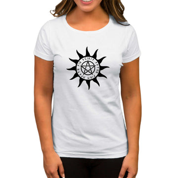 Pentagram Sun Star Beyaz Kadın Tişört