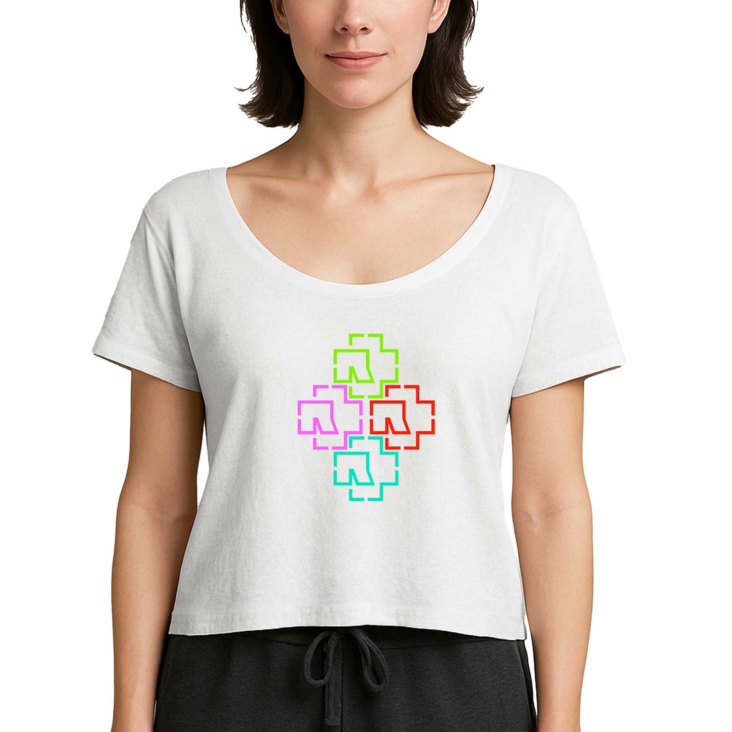 Rammstein Color Logo Beyaz Kadın Tişört