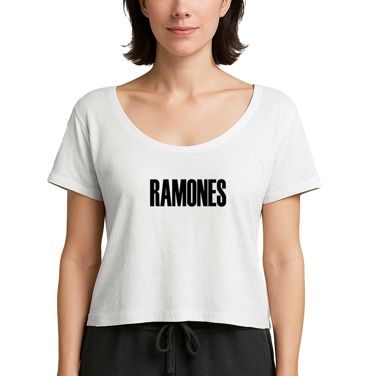 Ramones Text Beyaz Kadın Tişört