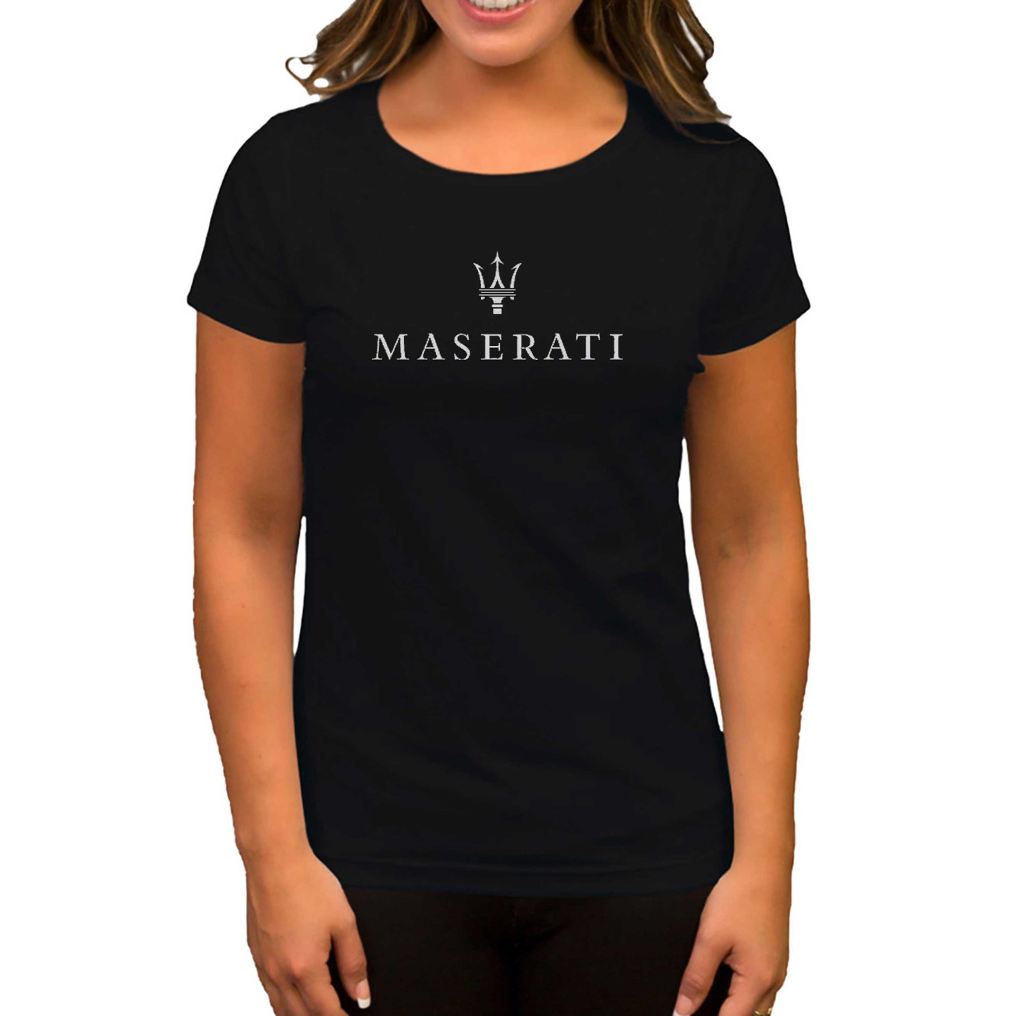 Maserati Logo Siyah Kadın Tişört