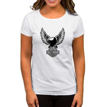 Harley Davidson Eagle Beyaz Kadın Tişört