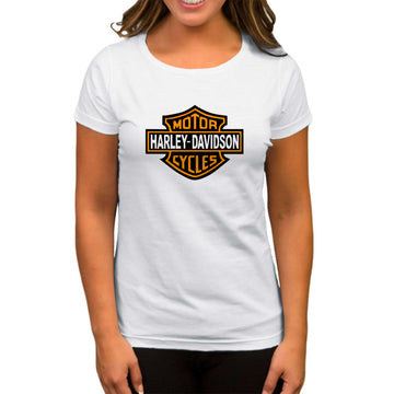Harley Davidson Logo Beyaz Kadın Tişört