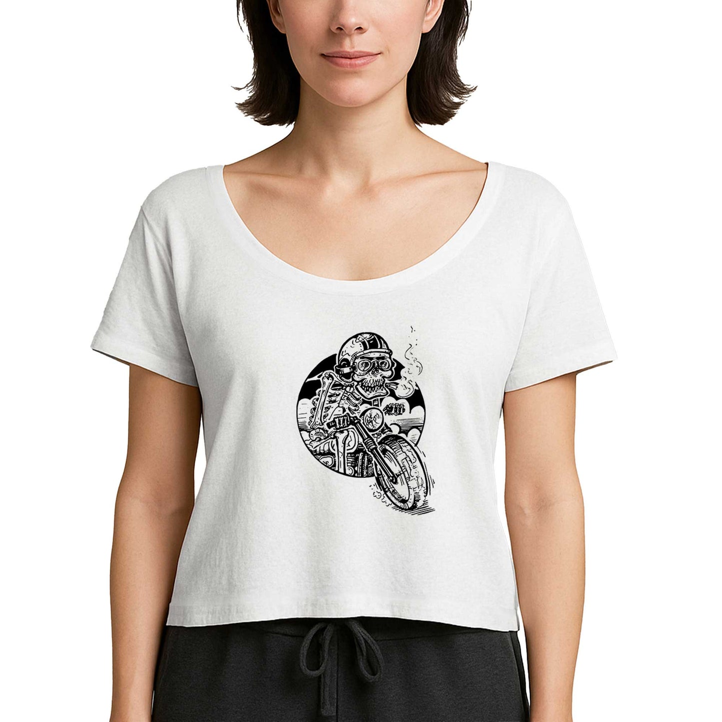 Skull Smoker Rider Beyaz Kadın Tişört