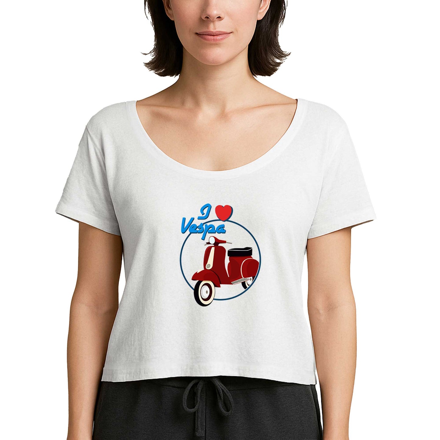 Vespa I Love Beyaz Kadın Tişört