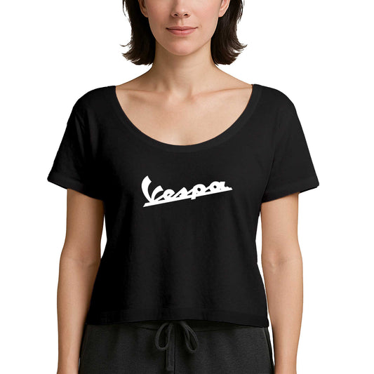 Vespa Logo 3 Siyah Kadın Tişört