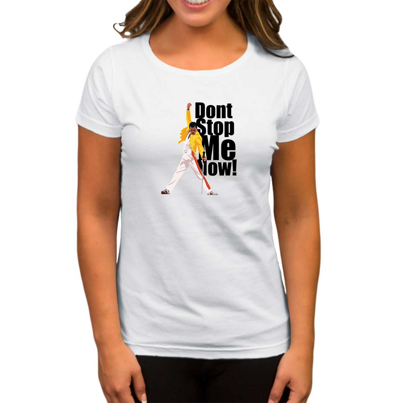 Queen Don't Stop Me Now Beyaz Kadın Tişört
