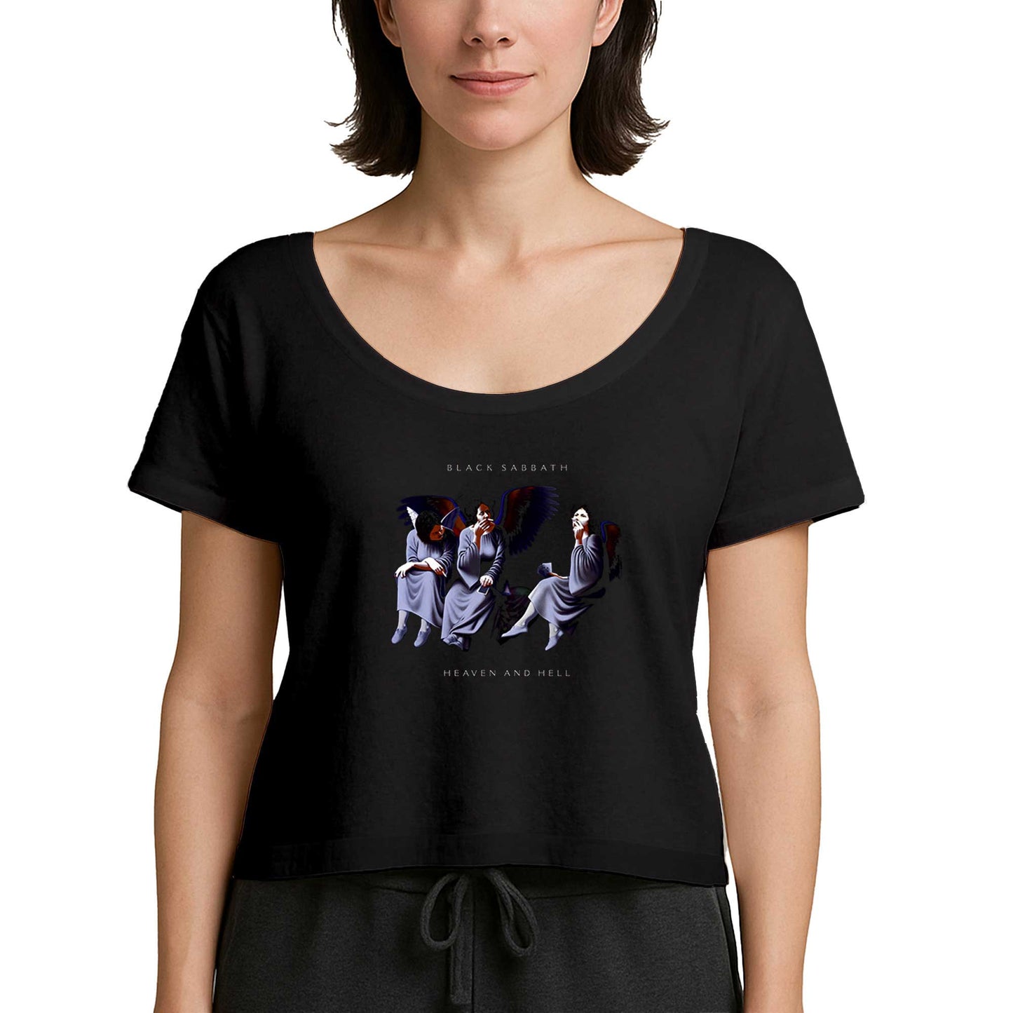 Black Sabbath Heaven and Hell Siyah Kadın Tişört