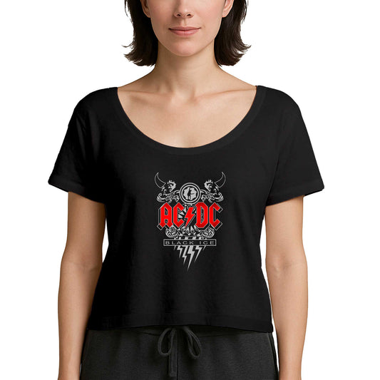 AC DC Black Ice Design Siyah Kadın Tişört