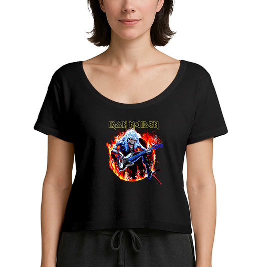 Iron Maiden Fire Siyah Kadın Tişört