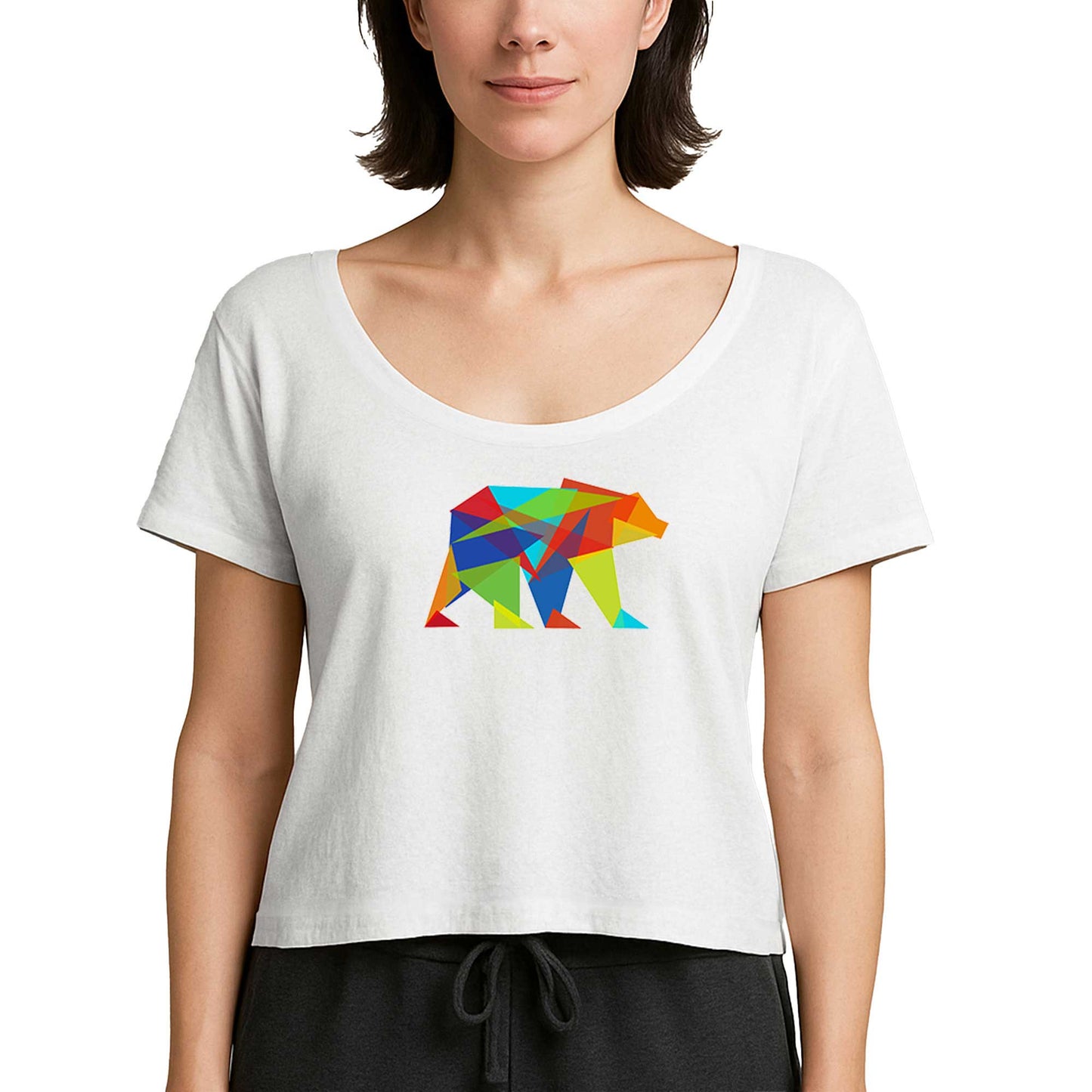 Bear Color Mozaik Beyaz Kadın Tişört