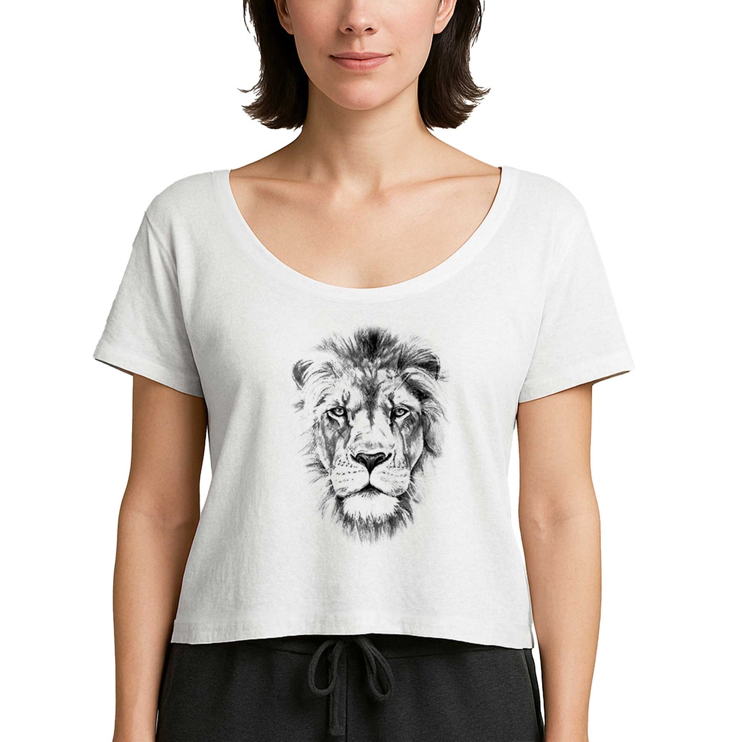 Lion Face Beyaz Kadın Tişört