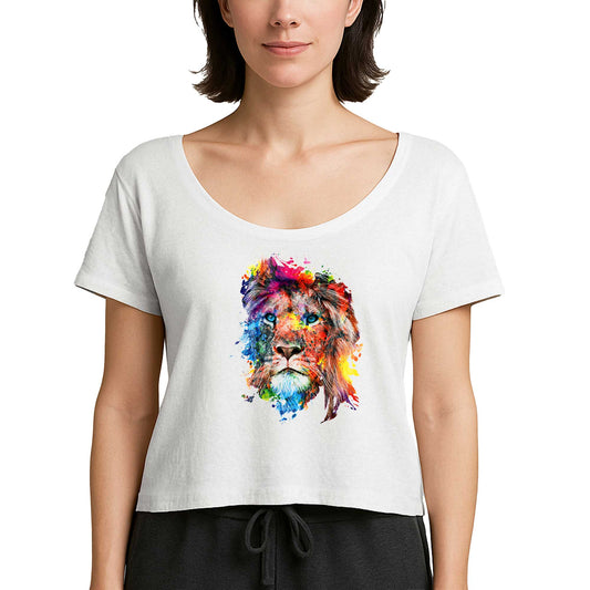 Lion Rainbow Beyaz Kadın Tişört