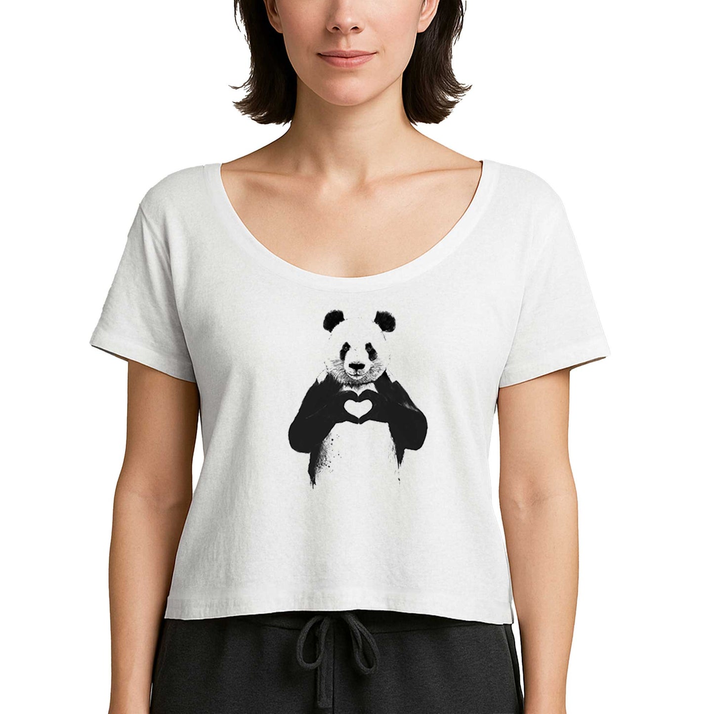 Panda Love Beyaz Kadın Tişört
