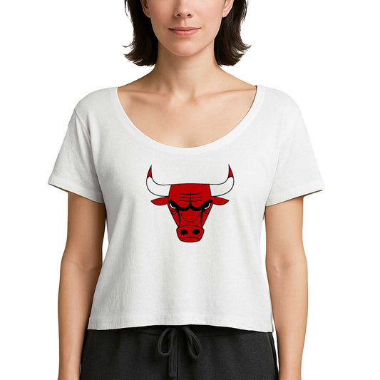 Chicago Bulls Logo Beyaz Kadın Tişört