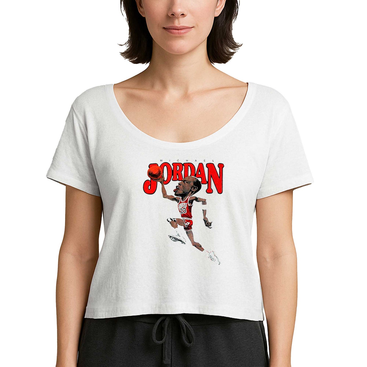 Michael Jordan Caricature Beyaz Kadın Tişört