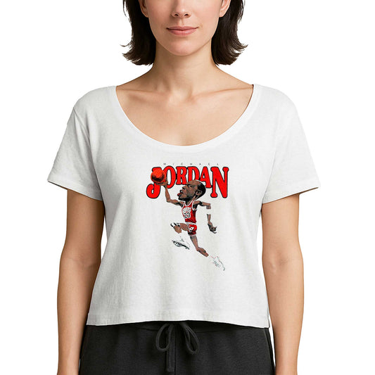 Michael Jordan Caricature Beyaz Kadın Tişört