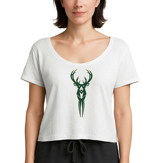 Milwaukee Bucks Logo Beyaz Kadın Tişört