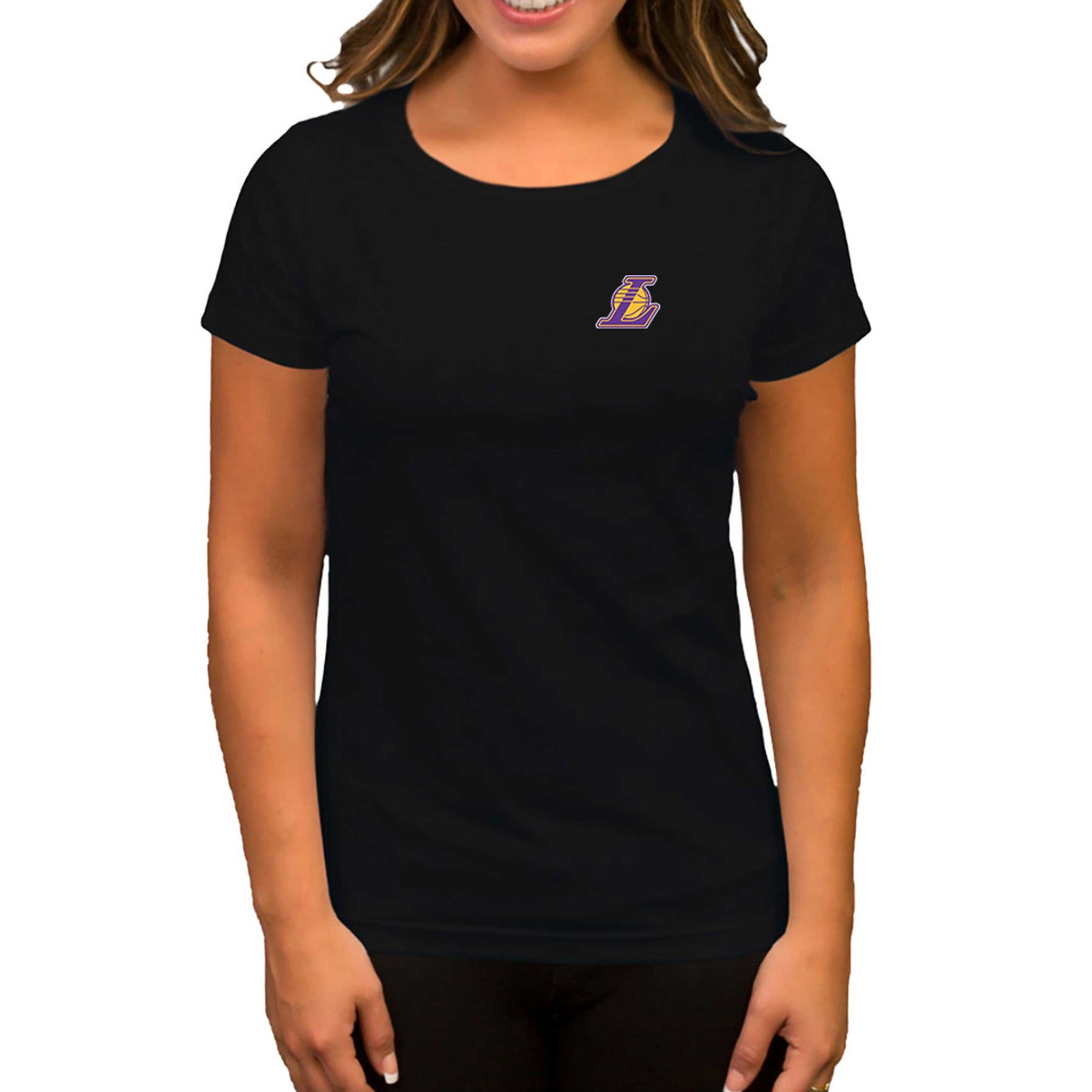 Los Angeles Lakers Logo Siyah Kadın Tişört