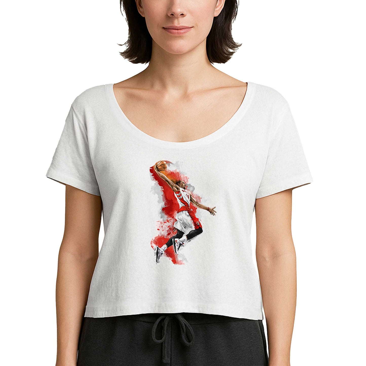 NBA Baller Red Silhouette Beyaz Kadın Tişört