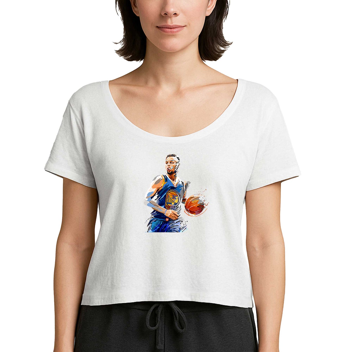 Stephen Curry Blue Silhouette Beyaz Kadın Tişört