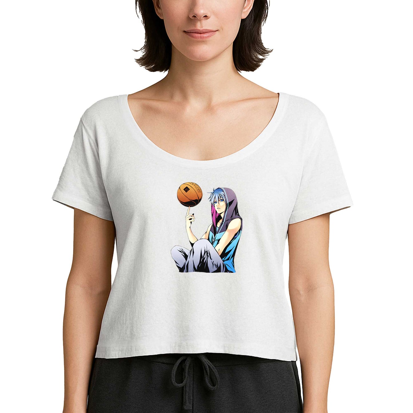 Basketball Blue Player Anime Beyaz Kadın Tişört