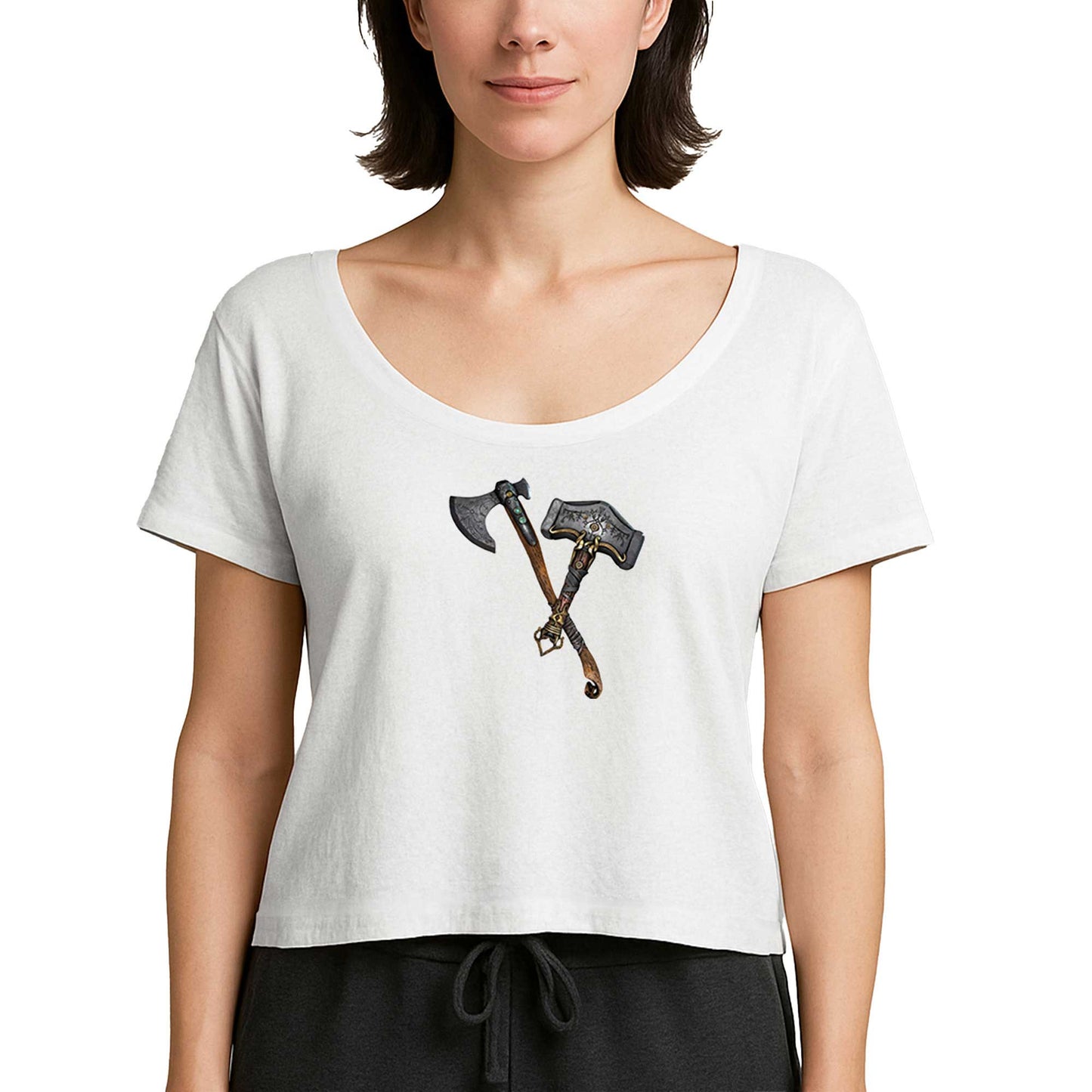 God of War Ragnarok Kratos Weapon Beyaz Kadın Tişört