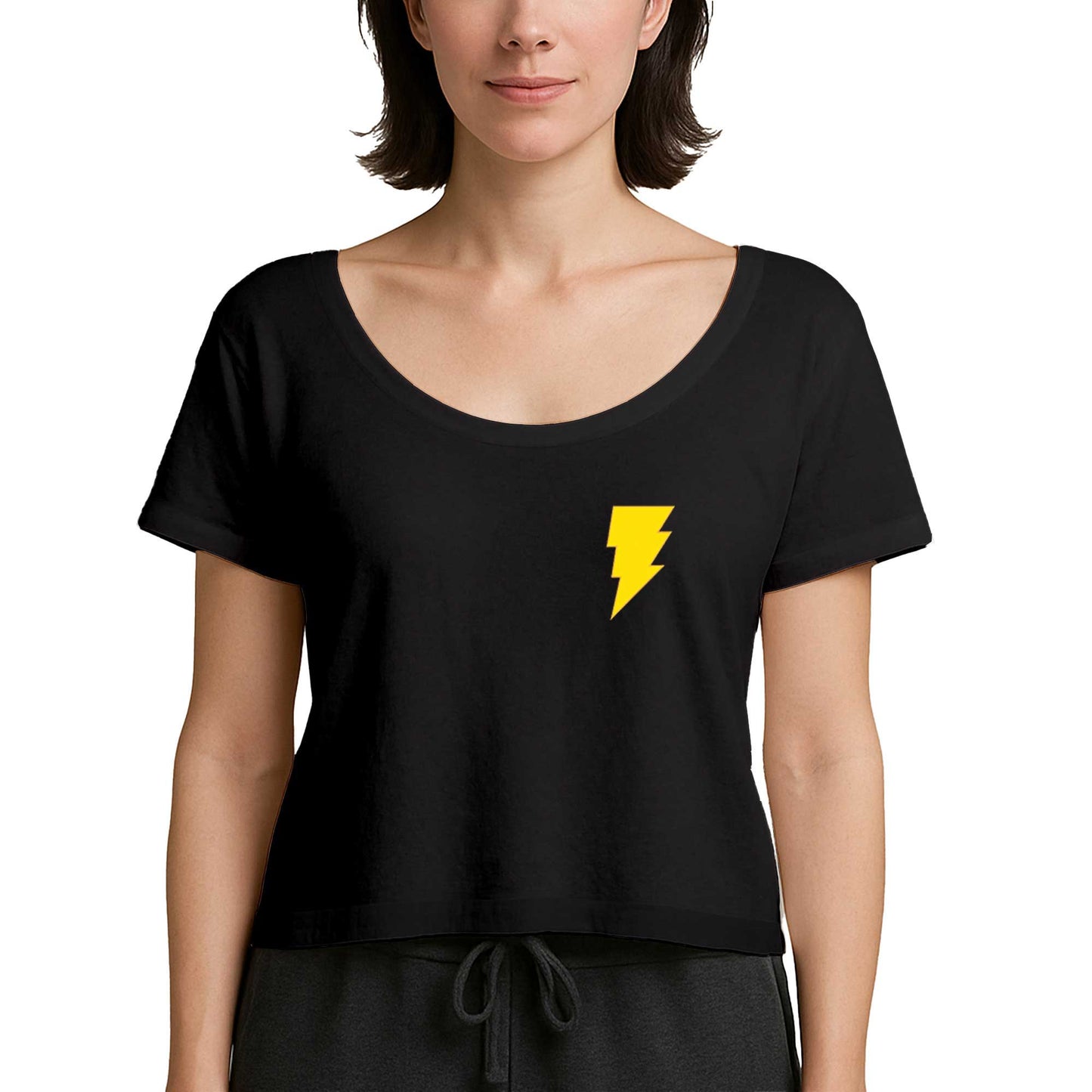 Black Adam Yellow Logo Siyah Kadın Tişört