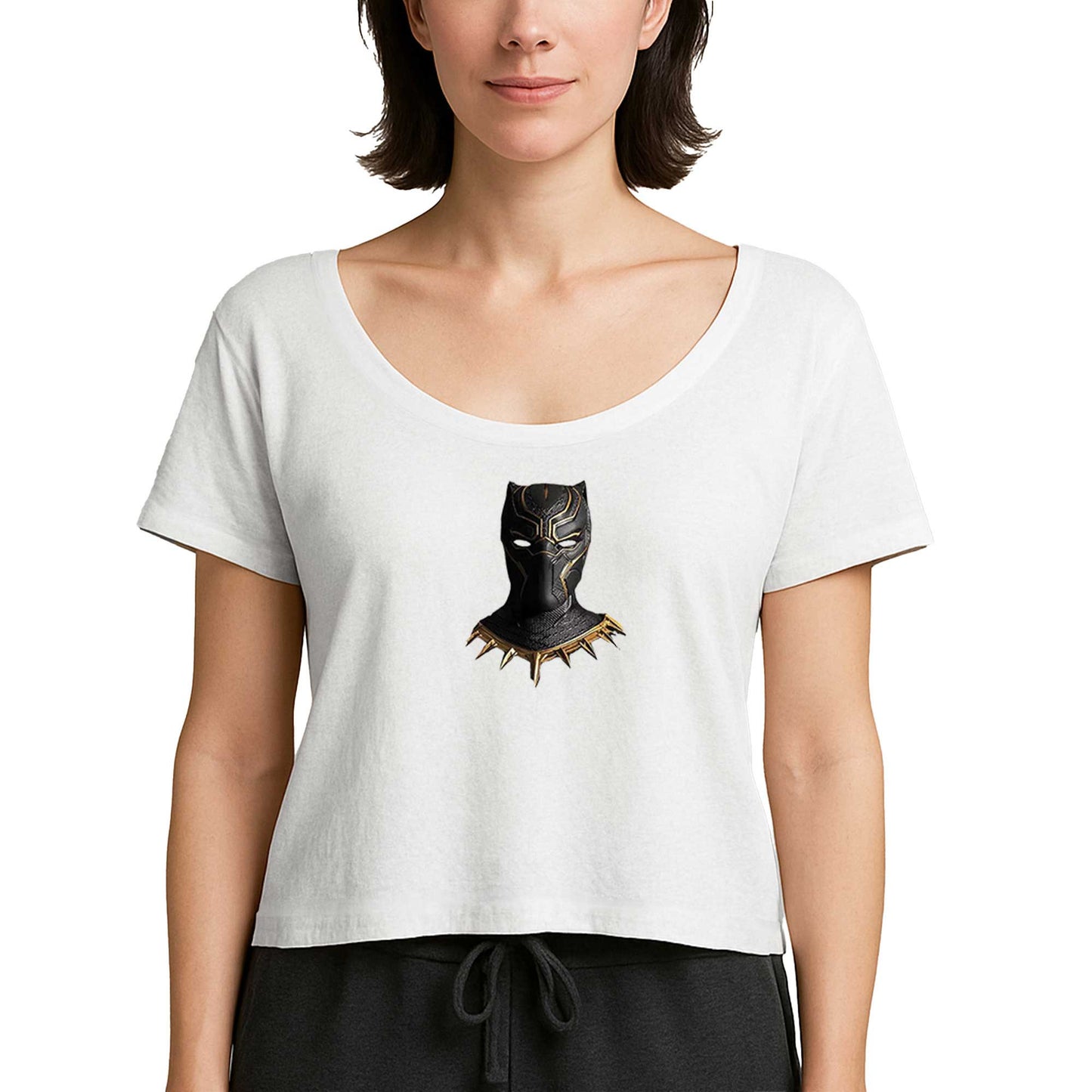 Black Panter Face Beyaz Kadın Tişört