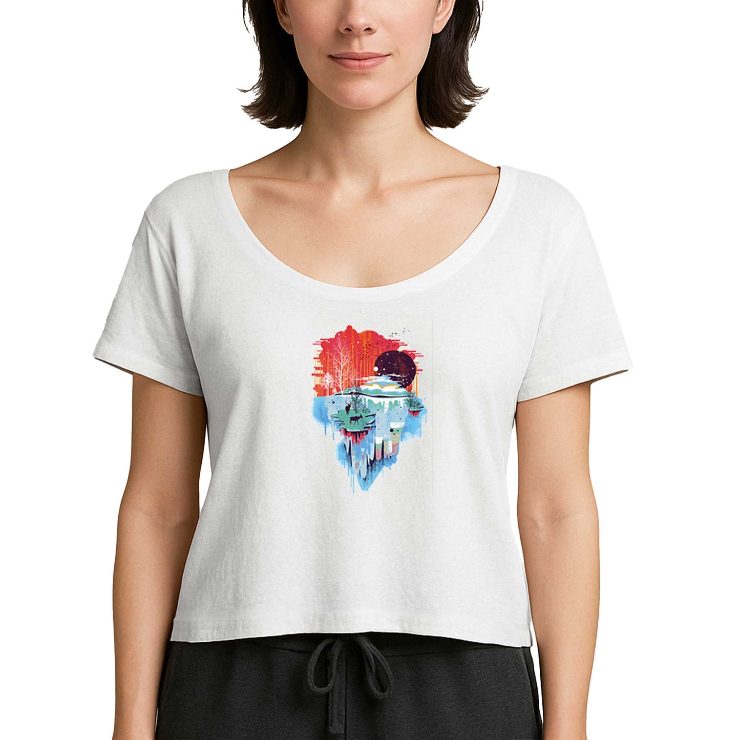 Stream Landscape Beyaz Kadın Tişört