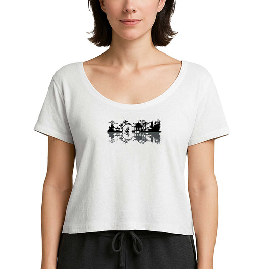 Black Chinese Reflection View Beyaz Kadın Tişört