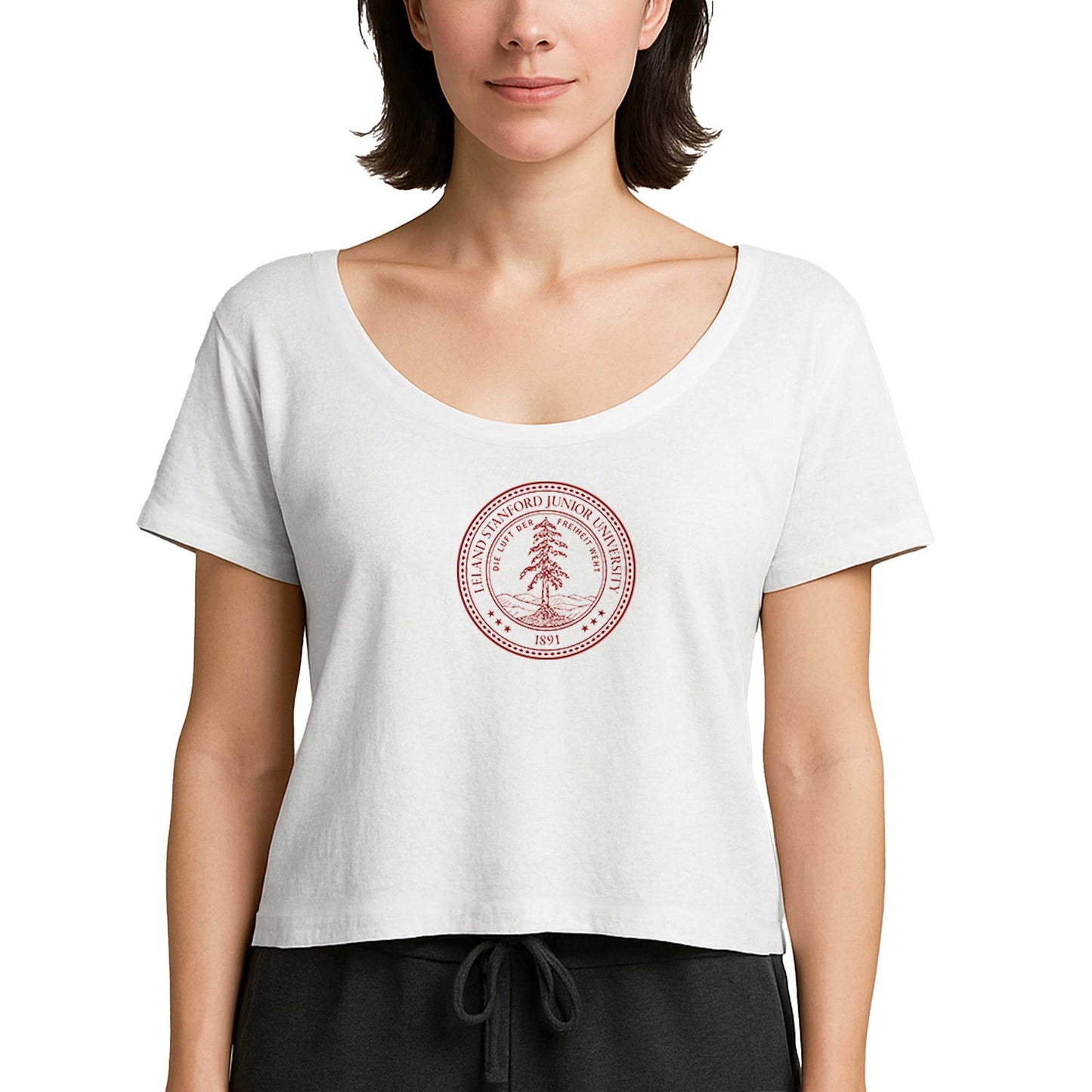 Stanford University Circle Logo Beyaz Kadın Tişört