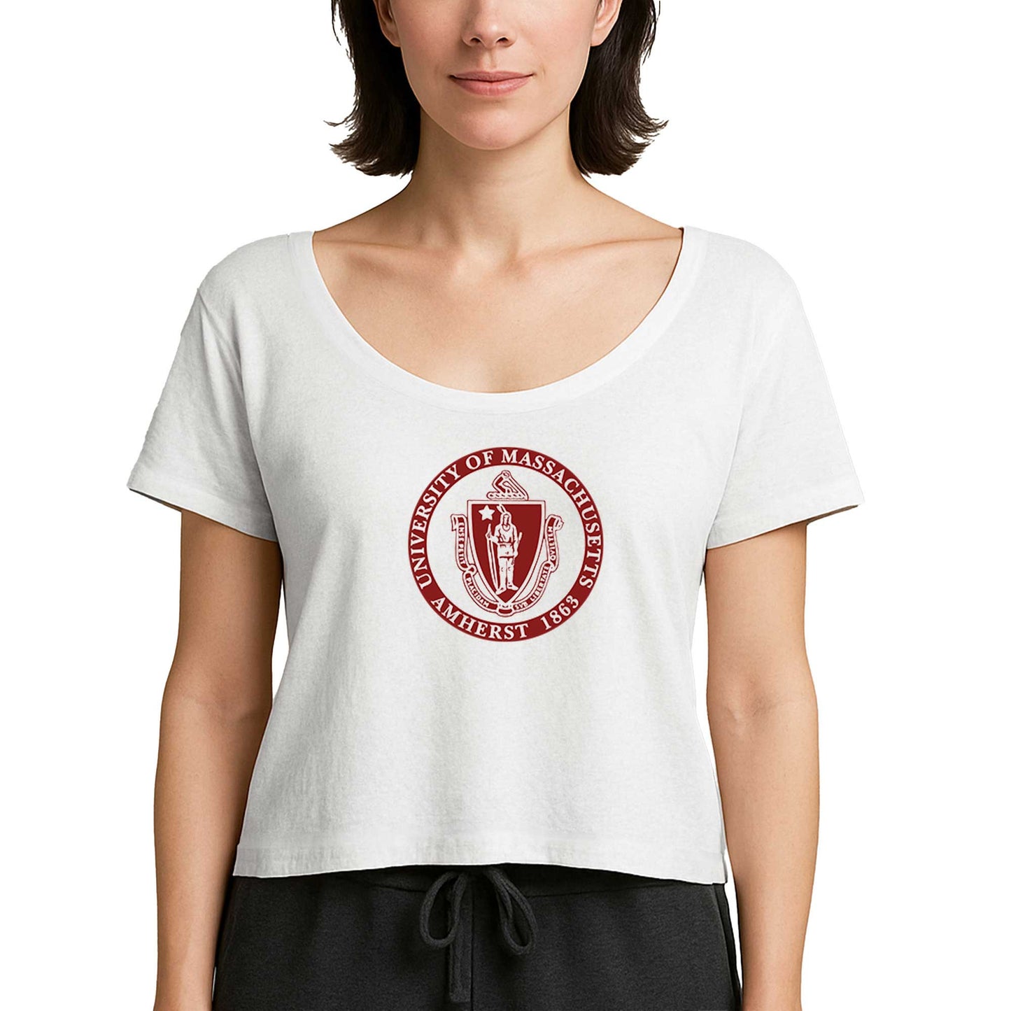 Massachusetts University logo Beyaz Kadın Tişört
